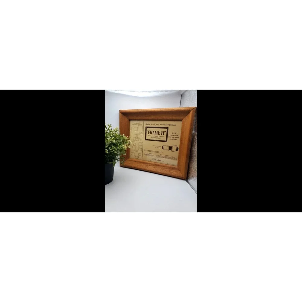 Vintage 1960s Metalcraft OAK Wood Picture Frame 8x10 Mid Century Wide Moulding